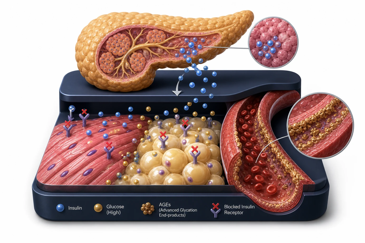 Insulin Resistance: normal vs resistant cell membrane